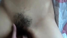 Closeup video of hairy pussy creampie