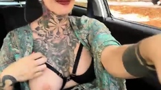 Beautiful Brunette Big Boobs Rides Fake Cock
