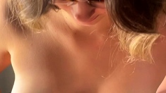 Amateur brunette slut with natural boobs