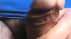 Daddy shows off his thick uncut cock on webcam