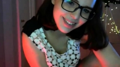 Hottest Amateur Brunette 19yo Teen rides her dildo on Webcam