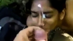 Indian girl gets a facial outdoors