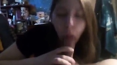 Blonde girl makes you cum with her mouth